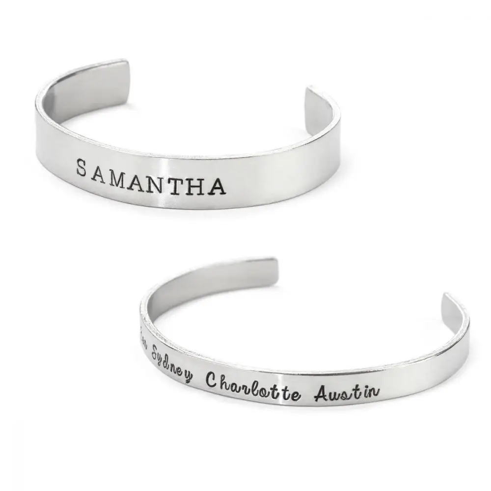 Custom Flat not bend inspiration letter bracelet Jewelry wholesale Aluminum metal stamping Cuff Blanks for DIY engraved