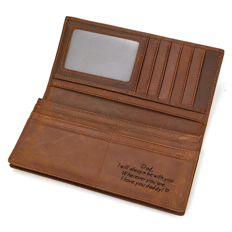 Мужской кожаный клатч crazy horse на заказ, кошелек из коровьей кожи, длинный мужской кошелек