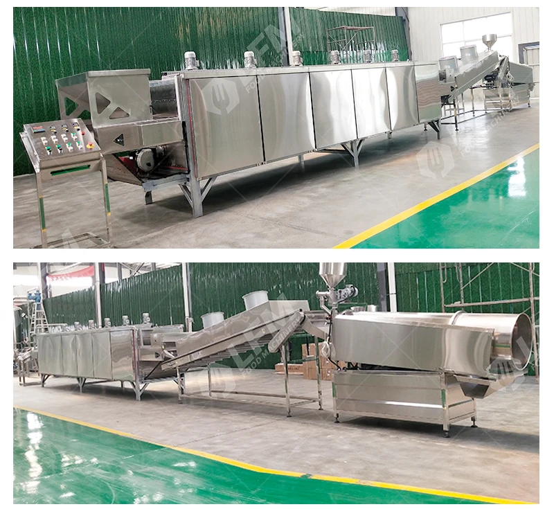 Continuous Nut Dryer Roasting Coating Seasoning Drum Single Double Rotary Roller Seasoning Flavoring Production Line