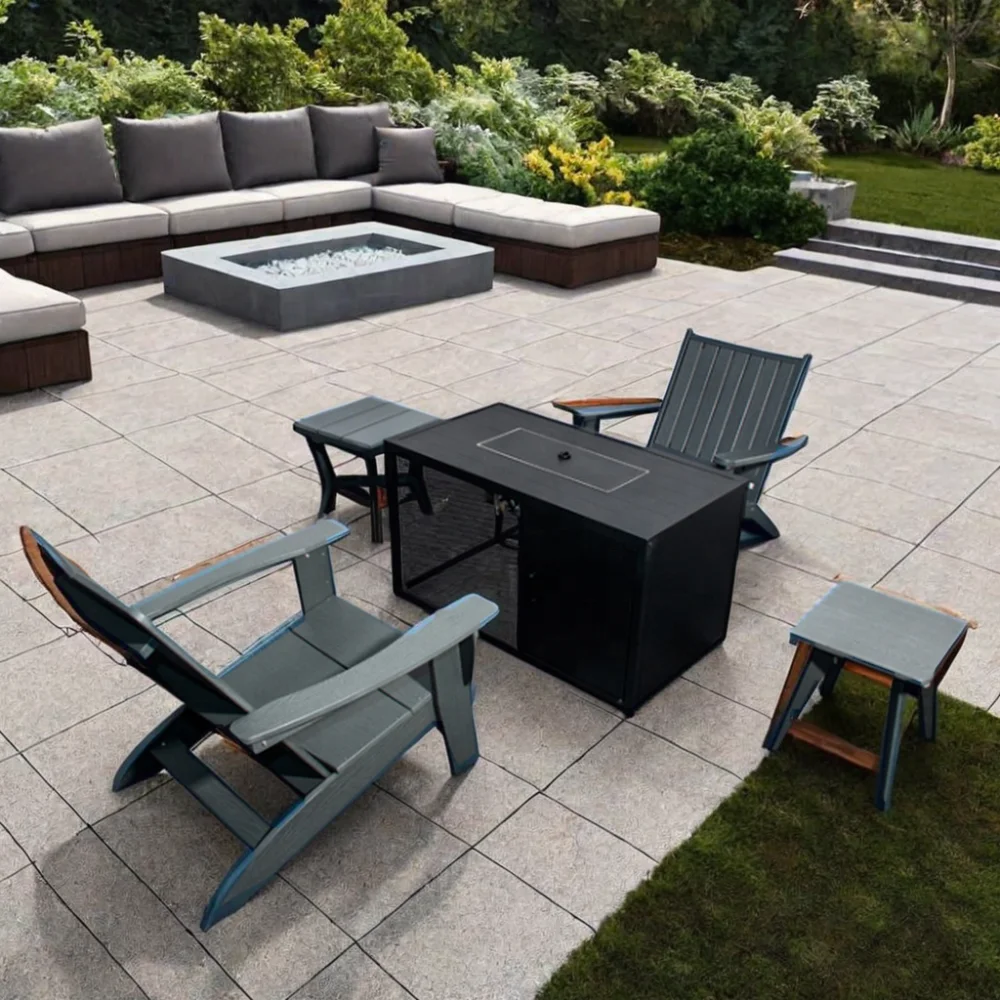 Black Color Square Rectangle Gas Fire Pit Table Outdoor Free Standing Fire Pit Table