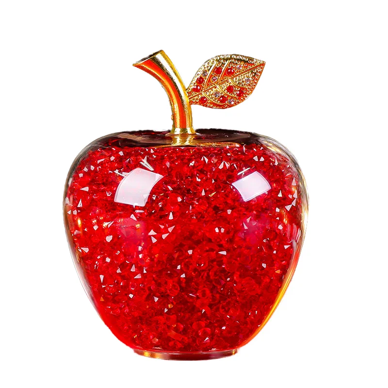 Creative Design Glitter Crystal 8CM Apple Ornaments Christmas Eve Peace Apple Romantic Ornaments Gifts For Friends Family
