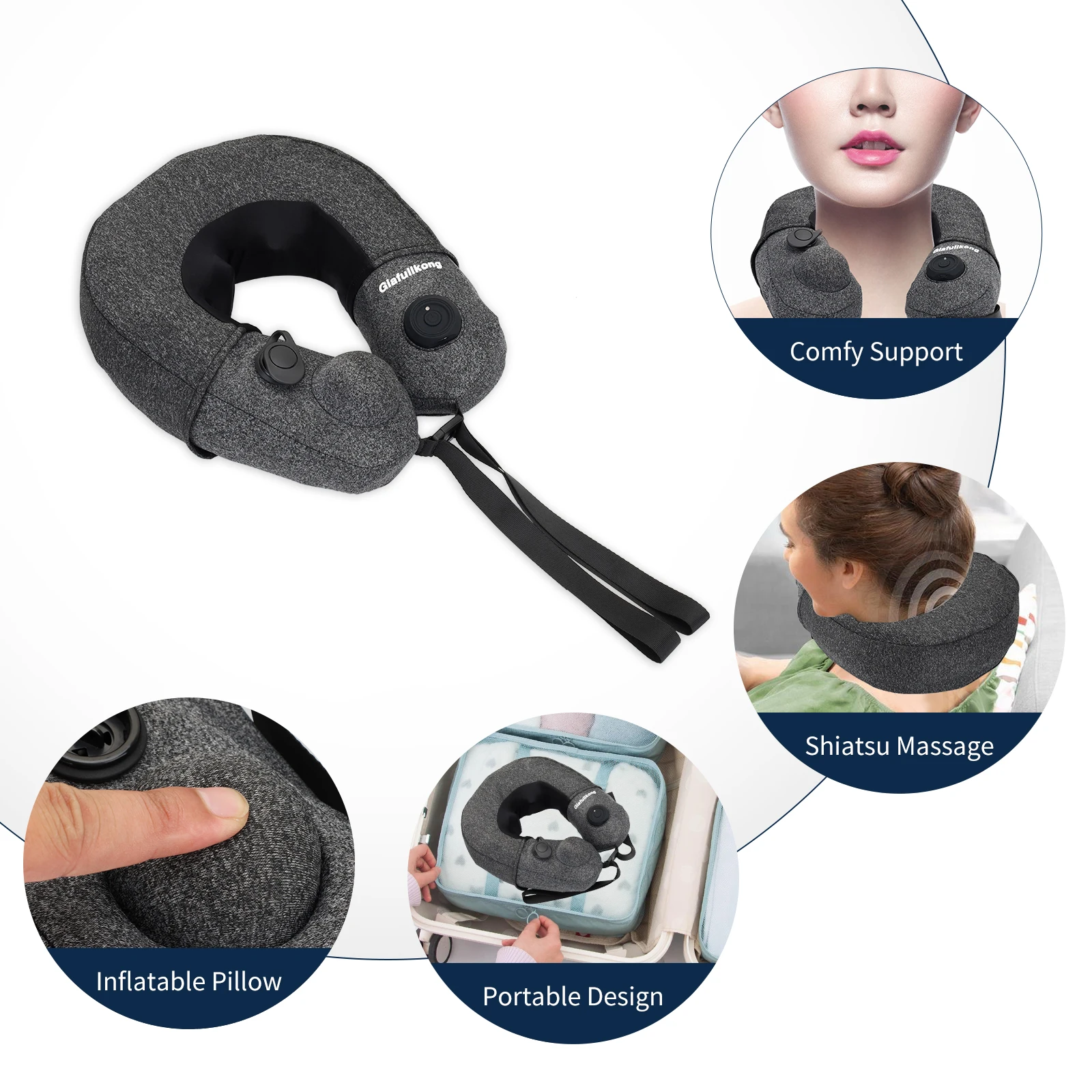 Переносная дорожная подушка для шеи u-образная тела спины массажер