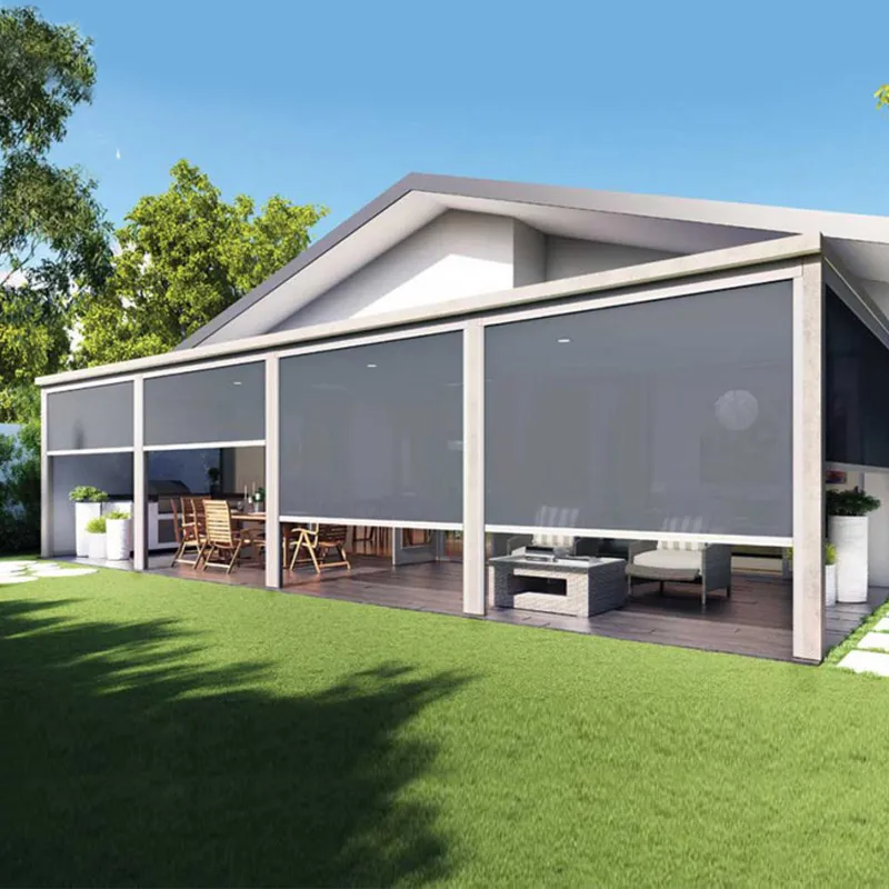 Wind Resistant Window Vertical Roller Shades Fabric Customized Zip Screen Office Curtain Drop Down Blinds