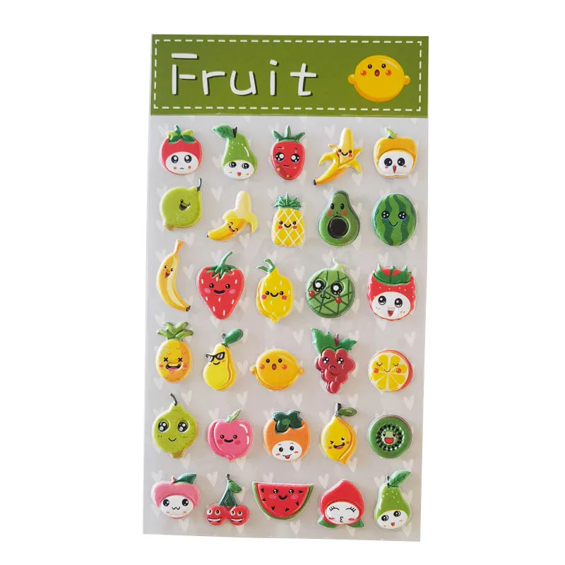 Cute Fruits Stickers Factory Direct Sales 3D Cartoon Puffy Stickers For Kids