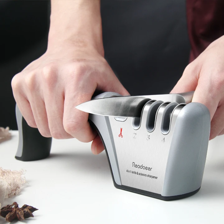 
Amazon Hot Sell 4 stage Knife Sharpener Tool for Straight and Serrated Knives and Scissors 