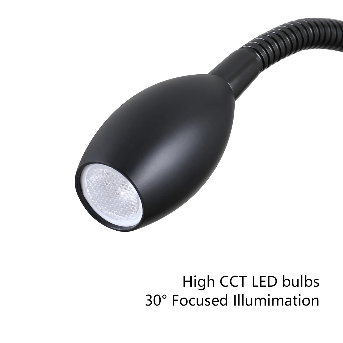 Bedside LED Reading Light Flexible Gooseneck Wall Lamp, Headboard Wall Mount Dimmable Book Light with Plug-in Power Adapter