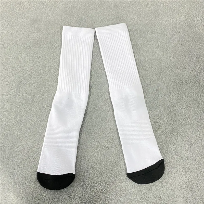 Athletic Sports Thick Cushion Terry Polyester Knee High Socks For White Sublimation Transfer