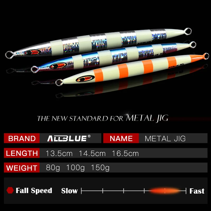 ALLBLUE 80g 100g 150g Fast Long Casting  Heavy Jigging Lure