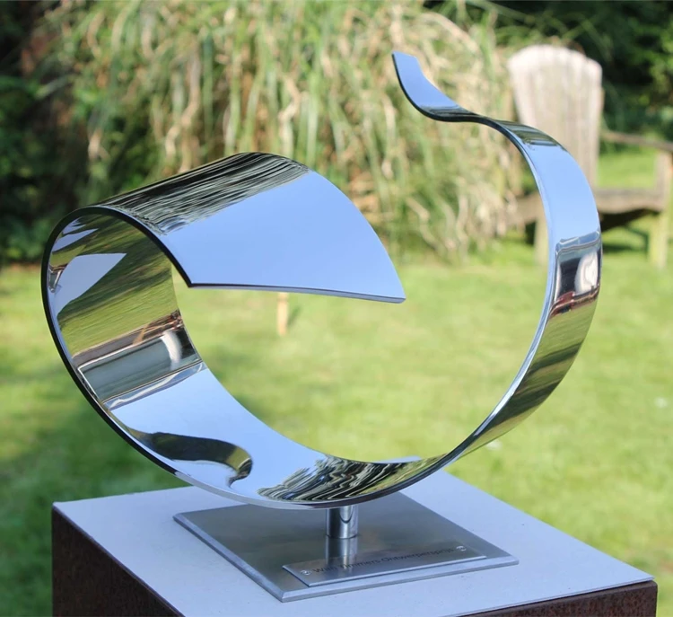Outdoor garden courtyard contemporary metal art stainless steel  sculpture polished abstract sculpture