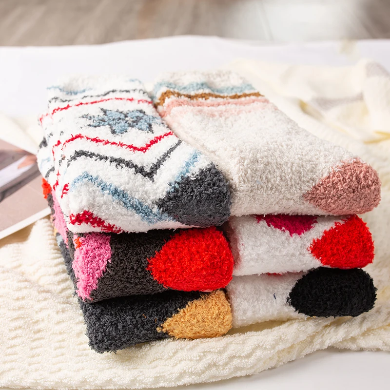 DIY Indoor Bed Sleep Cozy Winter Socks Women Cute Girls Lady Gift Fleece Plush Fluffy Fuzzy Socks With Boxes