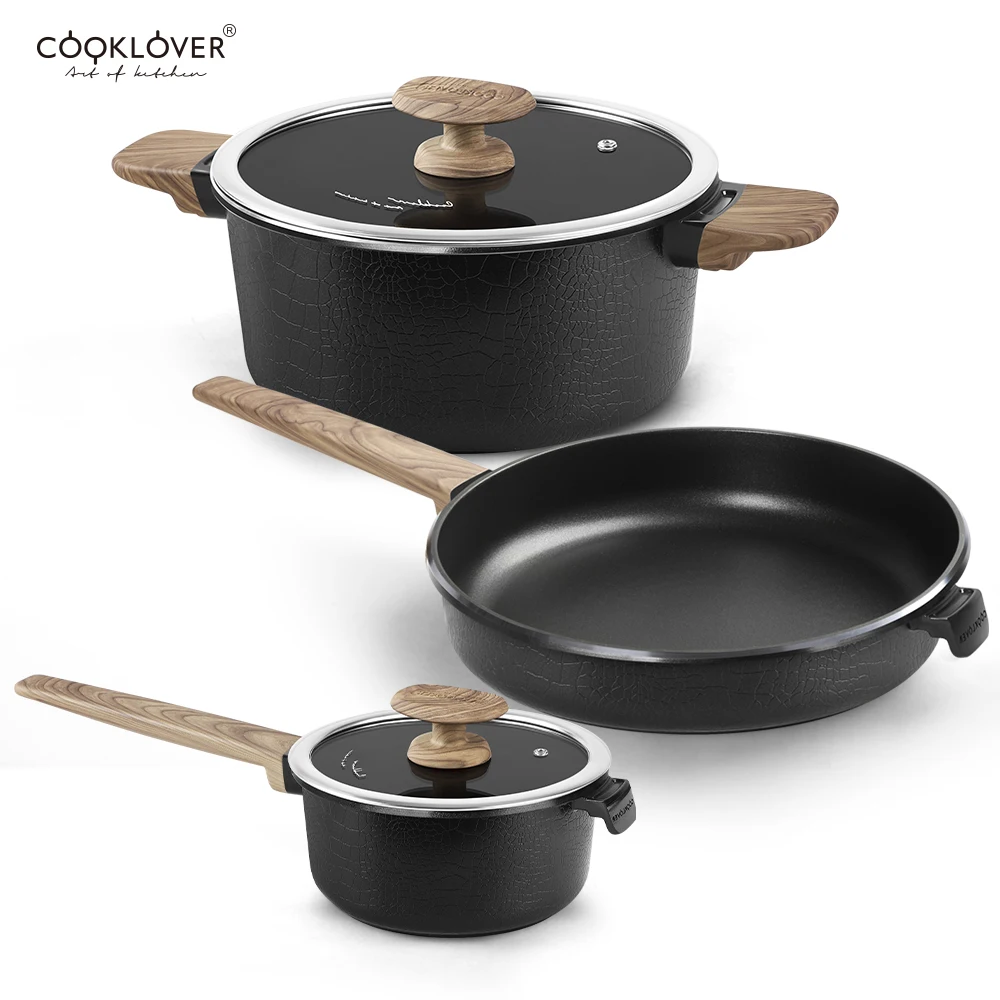 Nonstick Cookware Set Die Cast Aluminum 5-Piece Induction Pots And Pans Sets With Lids for Kitchen