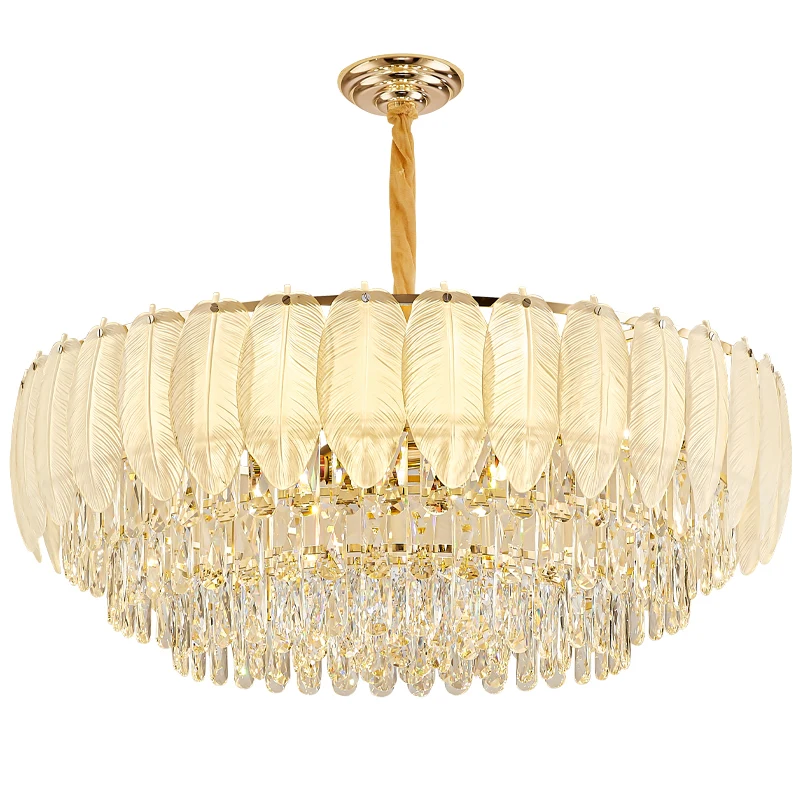 Французские стеклянные люстры с перьями подвесные светильники современная роскошная гостиная гостиничная Свадебная люстра украшение