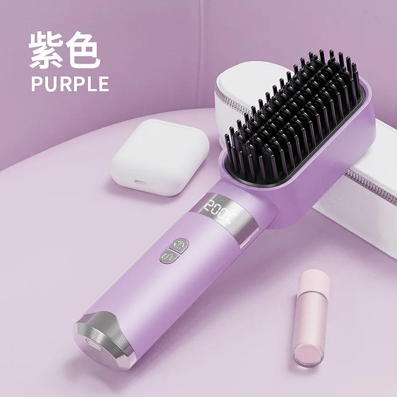Wireless Rechargeable Portable Travel Hair Comb Household Negative Ion Straight Hair Tool with Sub-Anti-Static Feature