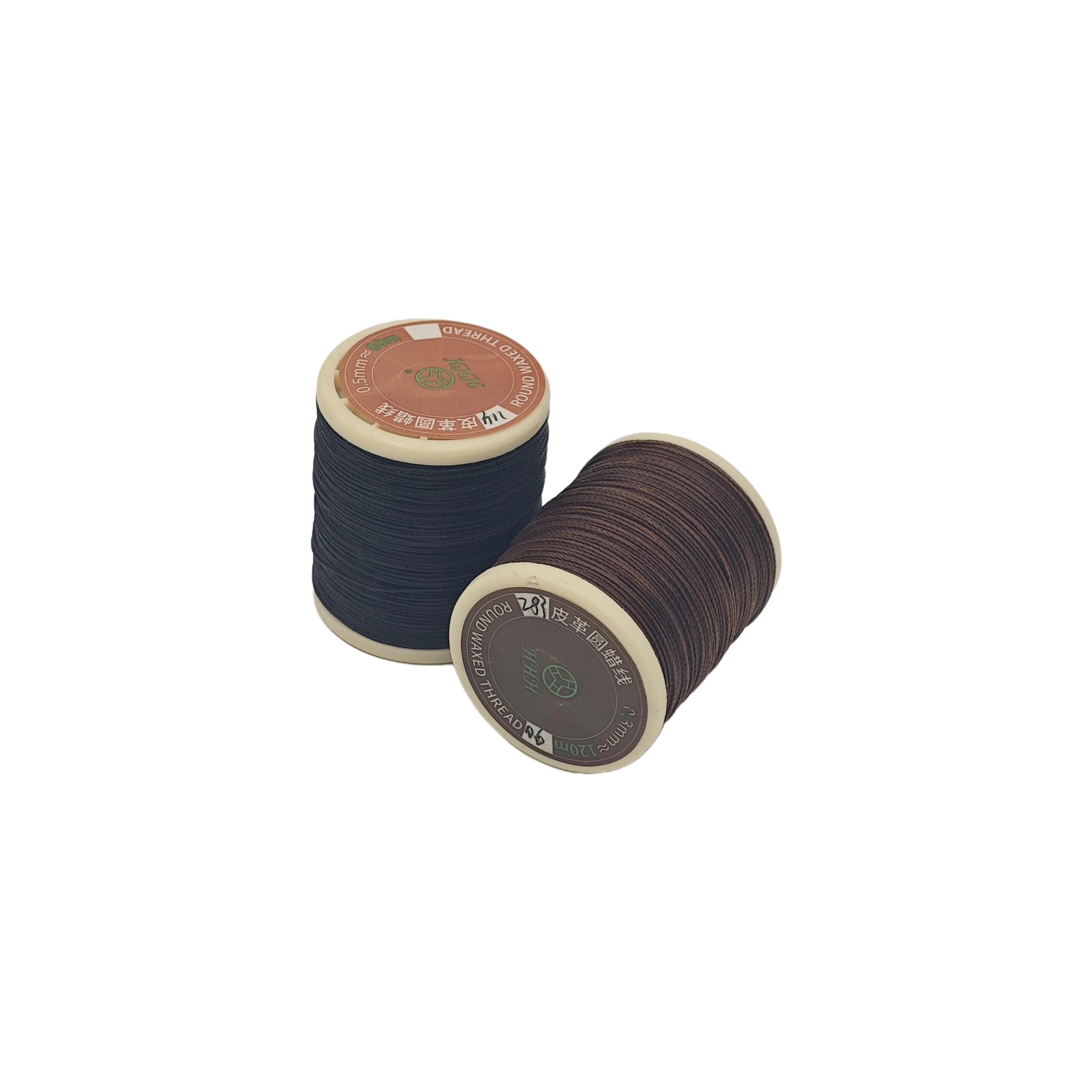 polyester braided waxed thread 0.6mm,127m round twisted wax polyester cord thread for leather sewing polyester