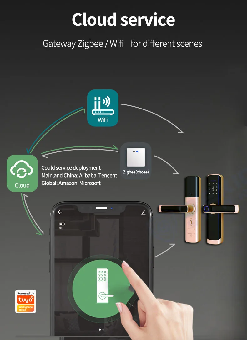 TUYA APP Smart Door Lock WiFi Electronic Fingerprint Digital Lock with Alexa Google Home