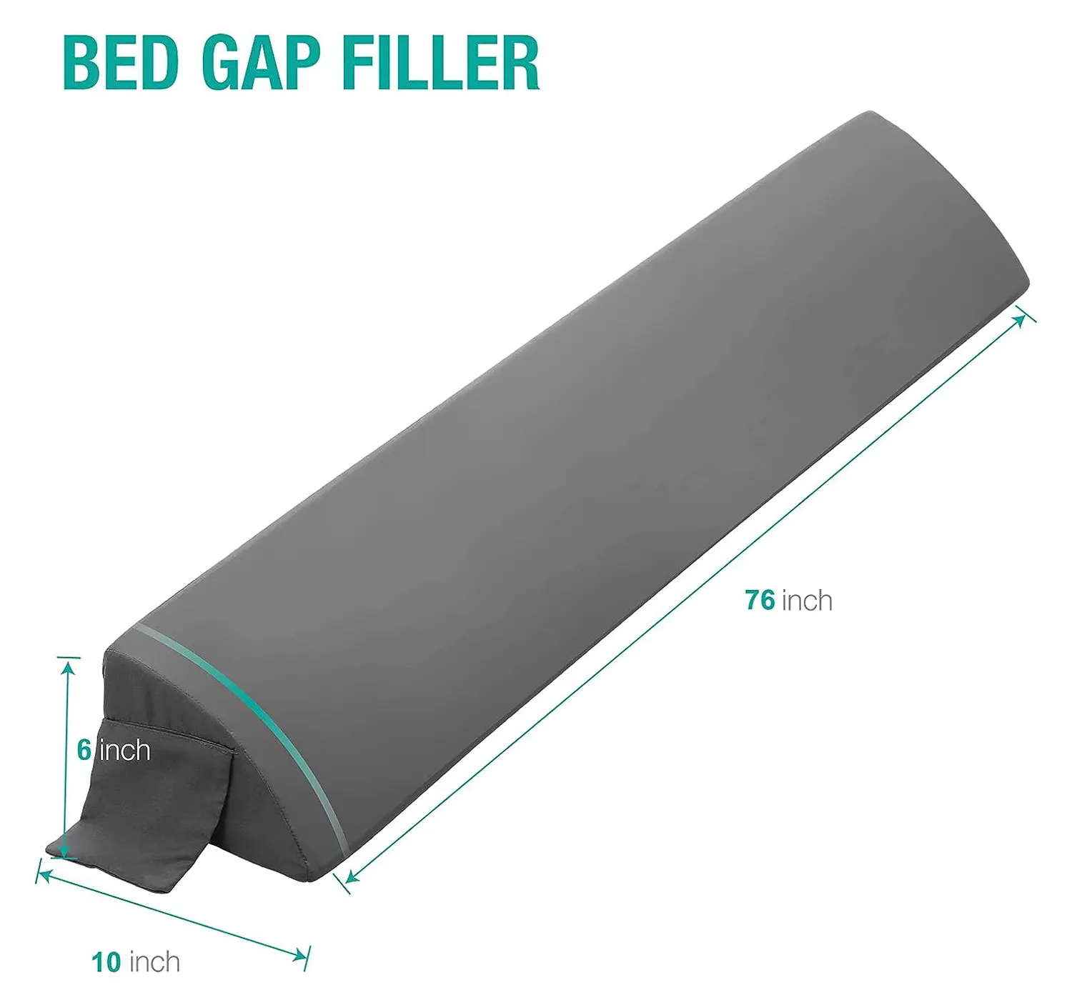 Wedge Pillow for Headboard Bed Gap Filler Queen Size with Side Pockets