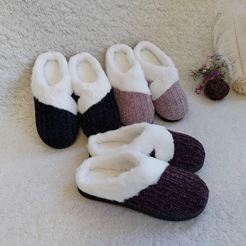 Wholesale 2022 new men and women autumn and winter knitted cotton and cashmere thermal indoor household slippers