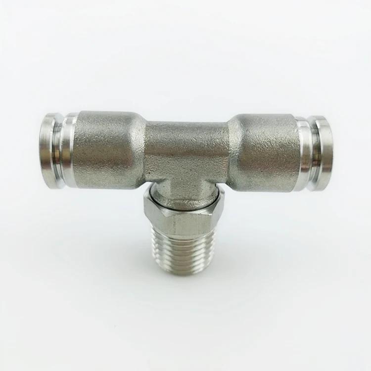 
SPB series T tee external thread stainless steel tube quick insert joint 
