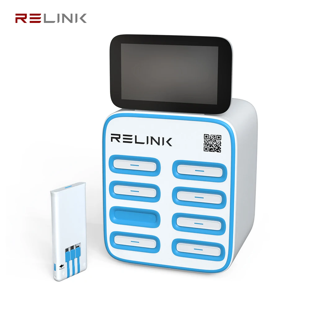 Smart Shared APP Scan Code Big Screen 8 Port Mobile Charging Power Bank Rental Unit For Bar KTV Station