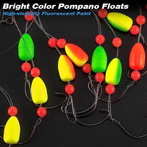 OEM 100cm  Surf Fishing Rigs Pre-Rigged Pompano Rigs with Pompano Floats Hook Swivel Snap Kit for Snapper Trout Redfish Redfish