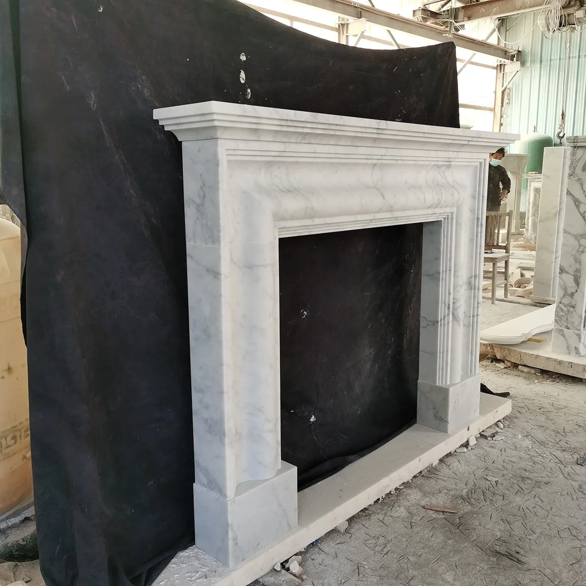 Natural marble mantel custom design white marble fireplace interior freestanding Italian marble mantel
