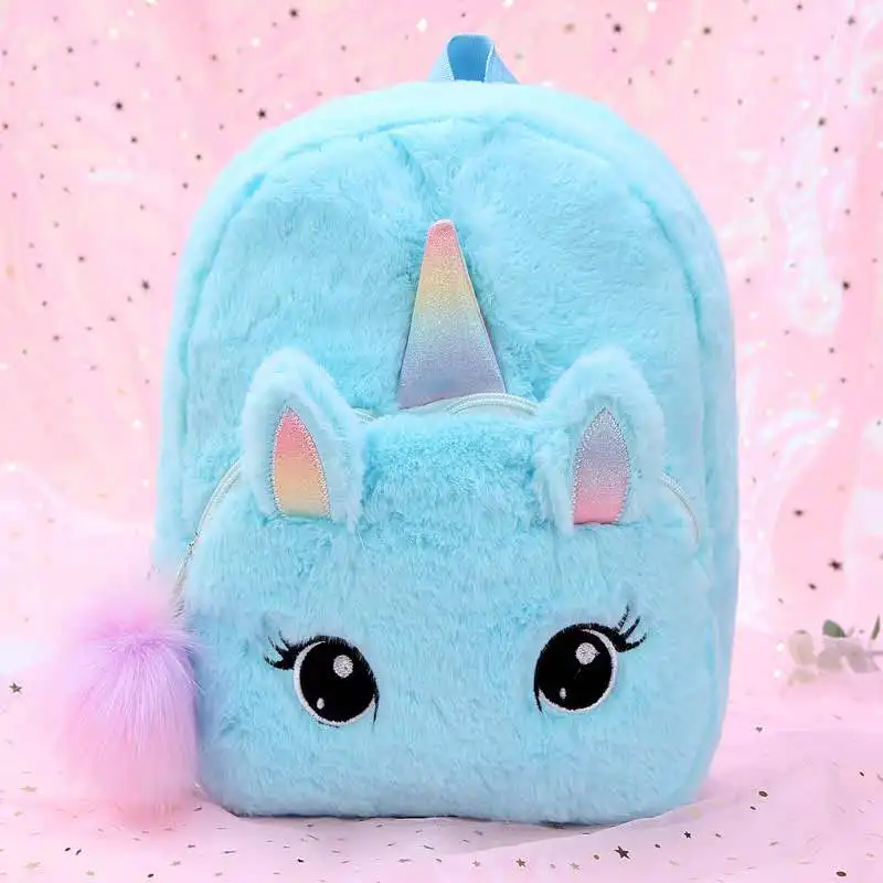 2020 Children School Backpack 3D Cartoon Animals Unicorn Design Plush For Baby Girls Kindergarten Kids School Bags