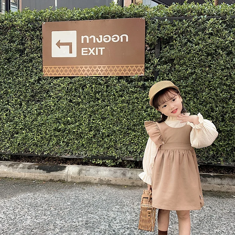 
6754 1-6 years old fashion baby kids clothes girl laciness strap dress 