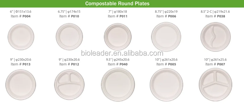 Small Round 6 Inch Biodegradable Sugarcane Bagasse Disposable Dessert Plate For Party