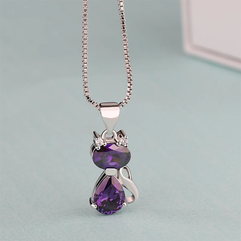 Mascot Wholesale 925 Sterling Silver Pendant Necklace Cz Cat Design Jewelry Pendant Gift Shenzhen for Women Zircon IGI Oval Cut