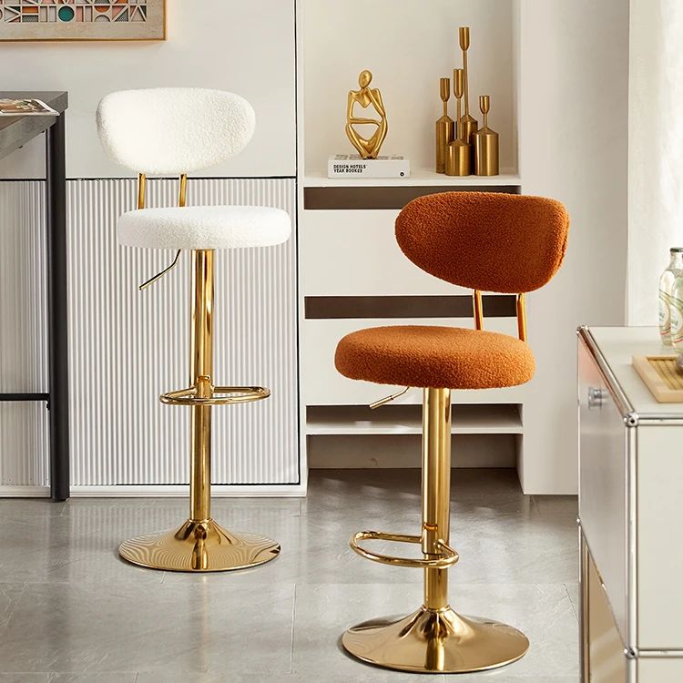 Bar Chair Nordic Tall Counter Furniture Gold Metal Velvet Back Luxury Kitchen Leather Modern High Stool Bar Chairs For Bar Table