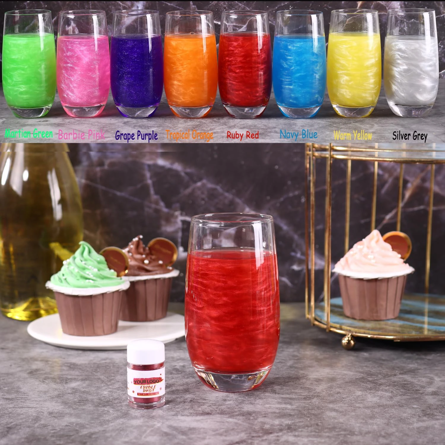 Christmas Red Luster Dust Green Edible Glitter Supplier for Cakes Decoration Food Grade Sparkles