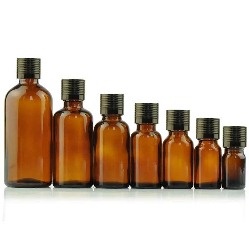 amber cosmetic bottle 5 ml 10 ml 15 ml 20 ml 30 ml 50 ml 100 ml brown glass essential oil bottle with 18mm aluminum screw cap