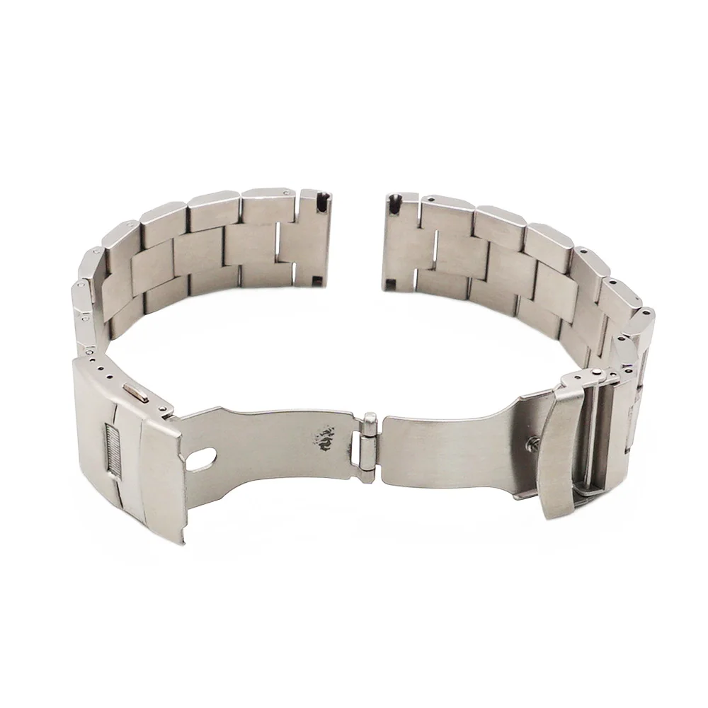 JUELONG 20 22 mm Three-bead Stainless Steel Watch Strap Metal Watch Band With Double Snap Buckles Black Rose Gold Blue