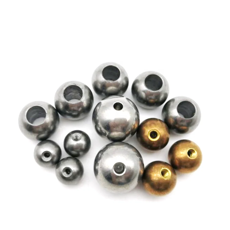 Customized perforated metal brass bead drilled steel ball with blind / through hole