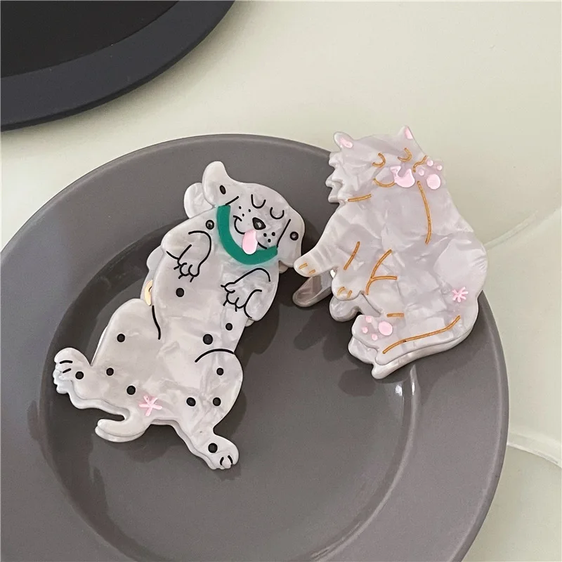 2022 New Arrived  Korean Acetate Plate Hairpin French Cute Animal Corgi Geometric Hair Grip Fashion Back Of The Head Shark Clip