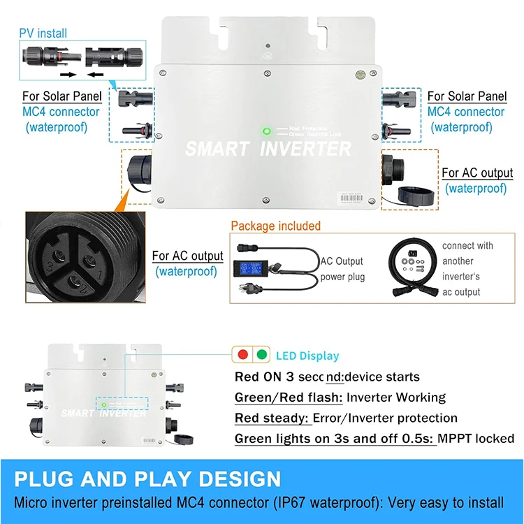 Micro-Onduleur Mppt 600 Вт 1600 Wi-Fi Micro Onduleur Solaire 2800 инвертор для солнечных панелей