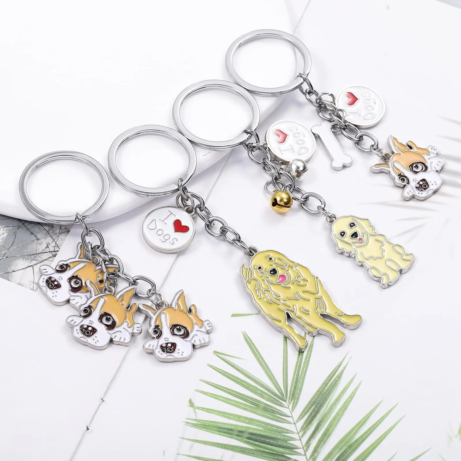 High quality Animal Key Chain custom 3D dog shaped soft enamel metal keychains