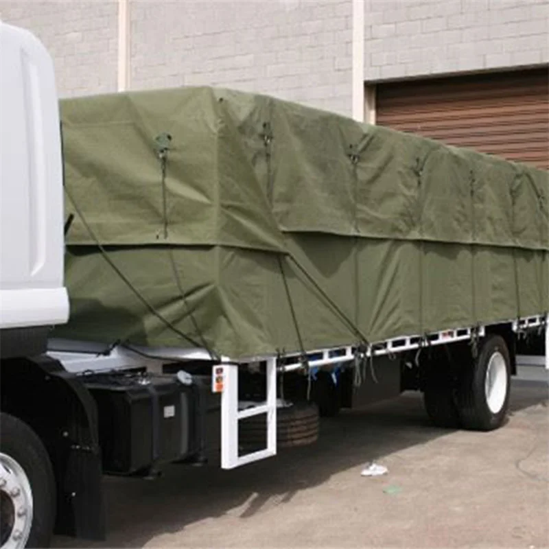 Heavy-Duty Waterproof Yarn-Dyed Cotton Canvas Truck Cover Windproof and Metallic Knitted for Unmatched Durability Protection