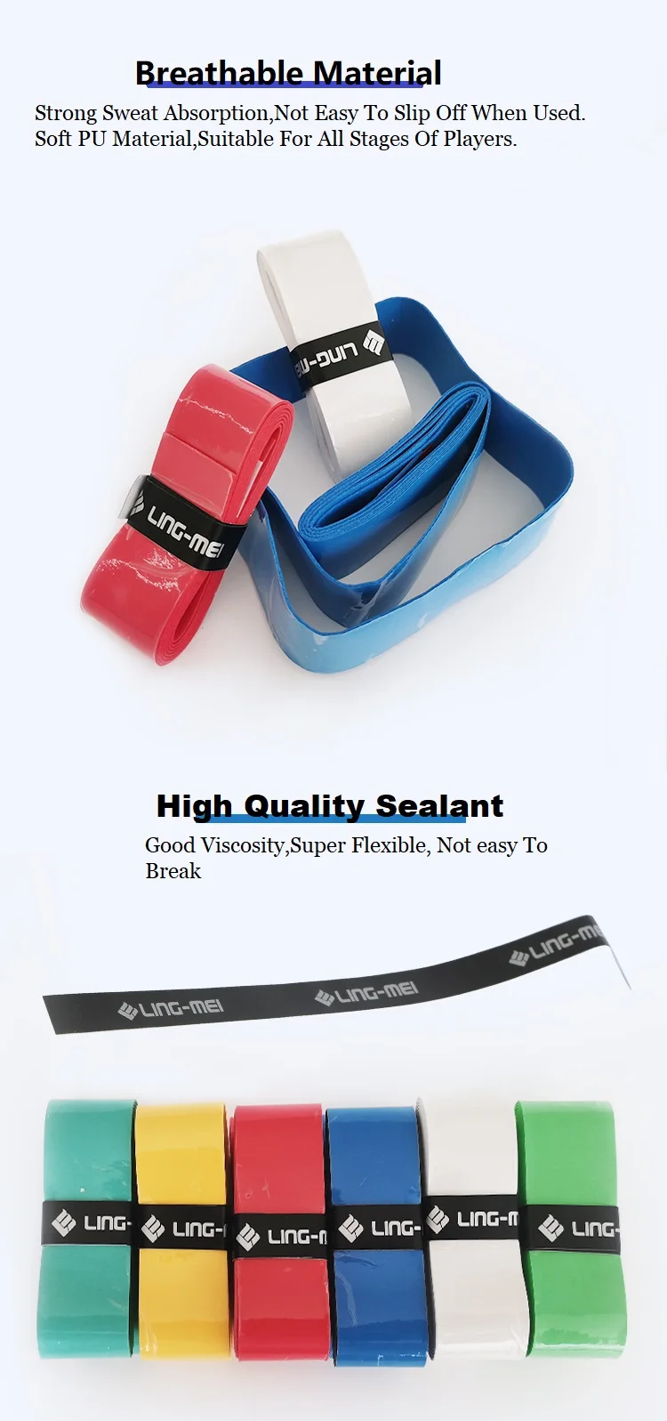 Overgrips Customized Printing Badminton / Tennis/ Squash Rackets Grips Various of Colors Ordinary Keel Overgrip