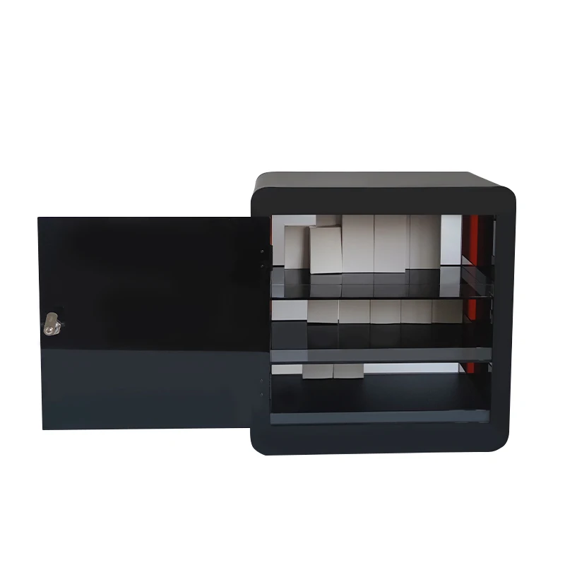 supermarket counter display smoke shop cigarette glass case with lock 3 tiers mini sneakers keychain acrylic display case