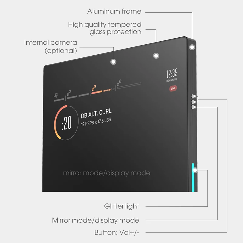 Отражают Смарт фитнес подключения зеркало для упражнений с учетом большой тренировки Цифровой Фитнес