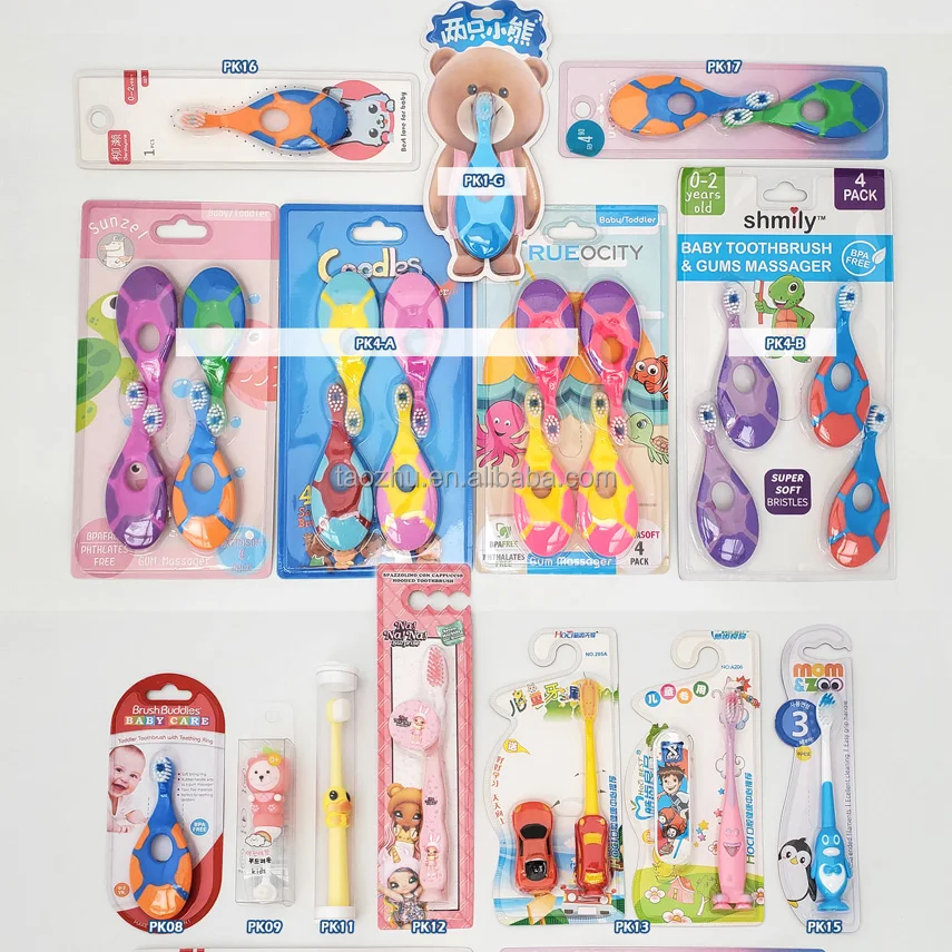 Custom Blister Package Children Kids Cartoon Toothbrush with plane toy