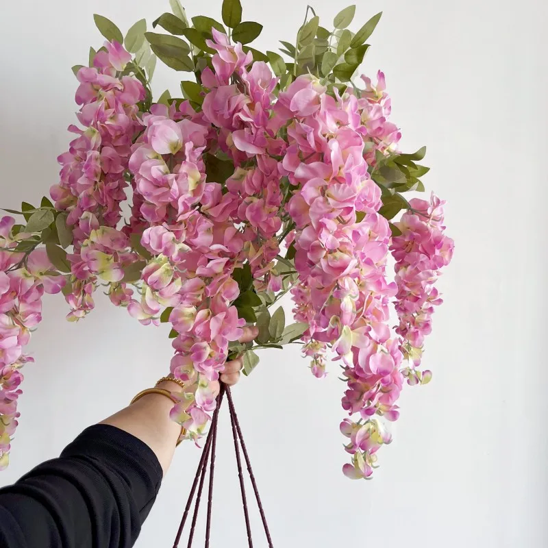 Factory Wedding Centerpieces Decoration Silk Wisteria Flowers Hanging Vine Flores Artificial Wisteria
