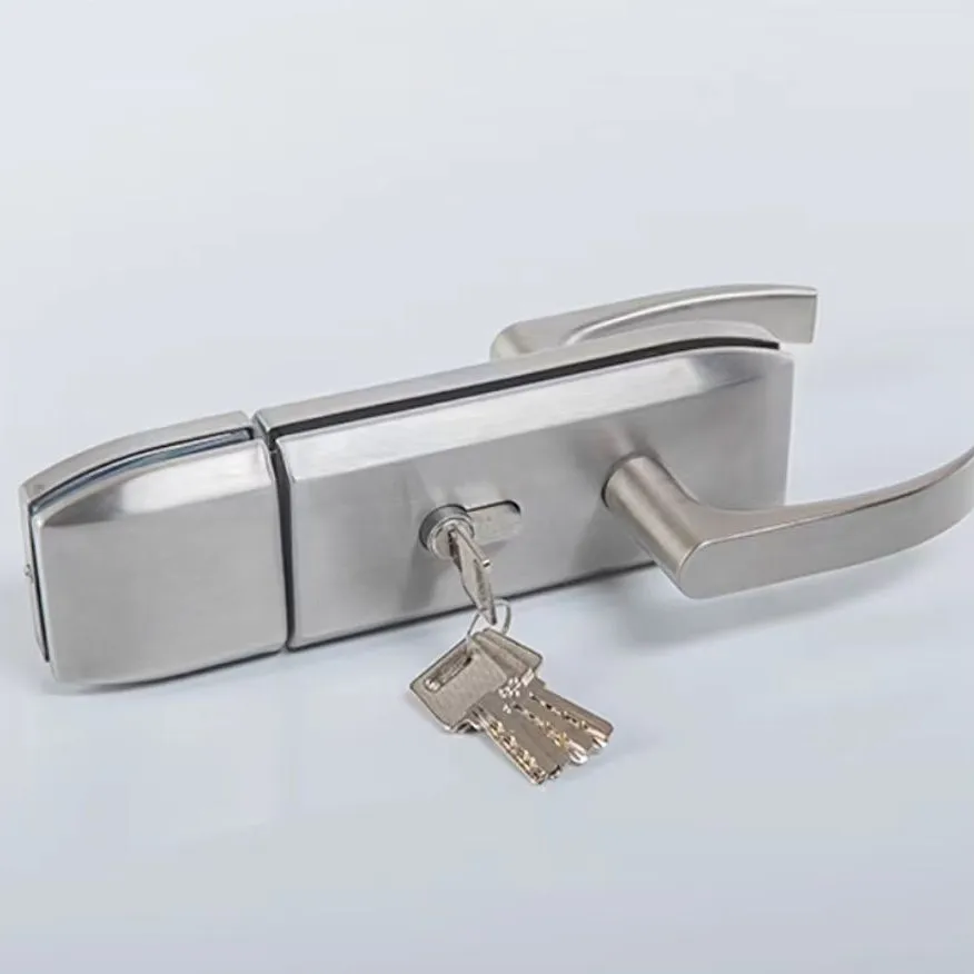 Glass Door Lock Tempered Glass Door Handle Lock Central Double Alloy Lever Lock Frameless Glass Hardware