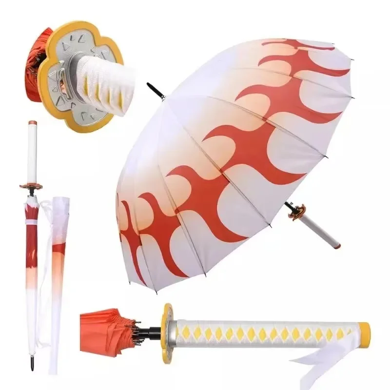 Anime Demon Slayer Katana Umbrella Kimetsu No Yaiba Tanjirou Shinobu Ninja Weapon Parasol Samurai Sword Katana Handle Umbrella