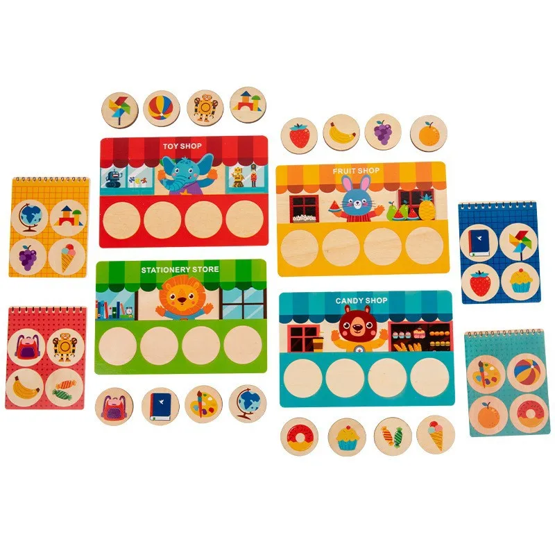 Custom Wooden battle games for kids Baby Toddlers store matching toys Thinking and reaction ability training card games Set