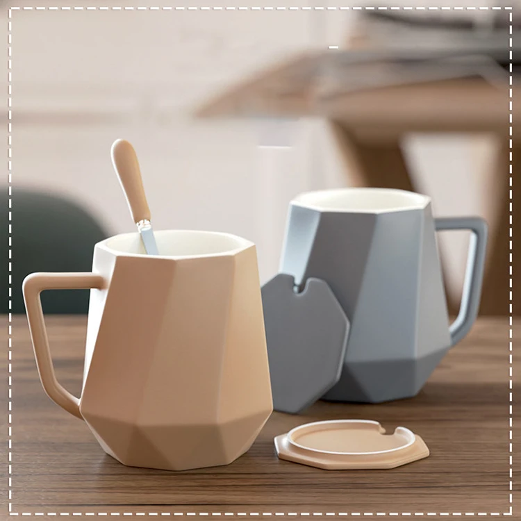 
Superior Quality Polyhedron Bevel China Ceramic Travel Mug Coffee Cup For Home Office 