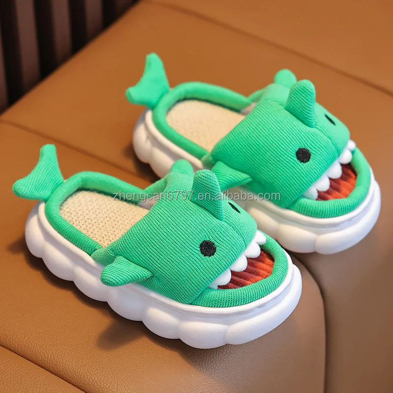 Wholesale Kids Slipper Baby Summer Cute Shark Flax Slippers Boys 2024 Casual Indoor Antiskid Shoes