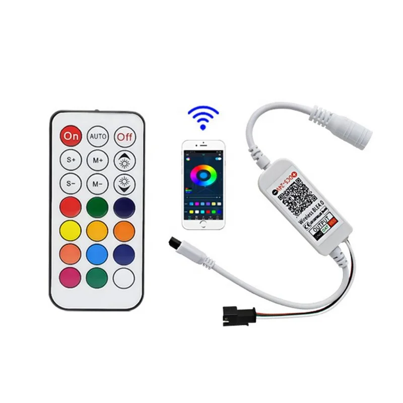 5 в 12 В Ws2811 Ws2812b Новый RGBIC волшебный цвет умный музыкальный контроллер BLE с 21 клавишей беспроводной Радиочастотный пульт дистанционного управления Синхронизация с управлением через приложение