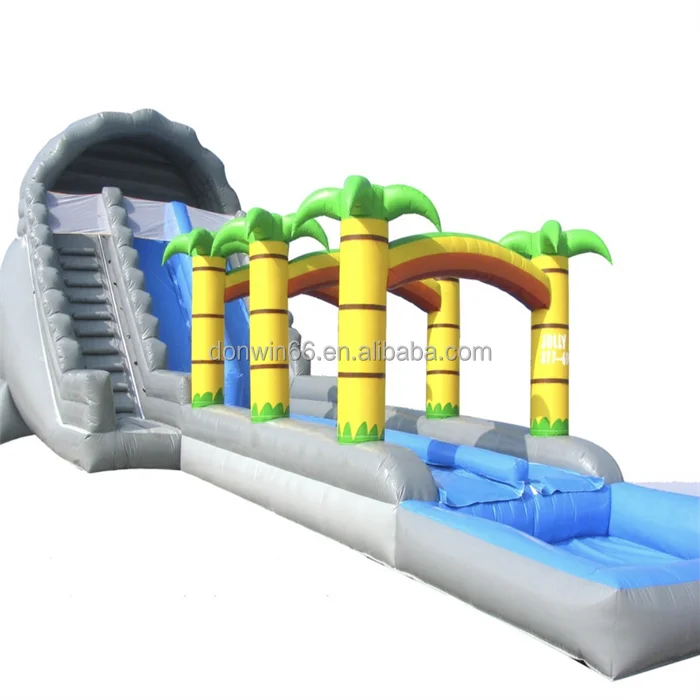 Tropical Rush Jungle Double Lane Hot Sale Commercial Water Slide Bounce House Inflatable Water Slide With Pool